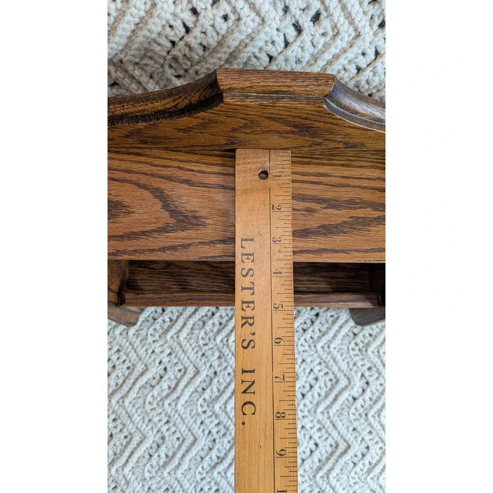 Vintage Oak Wood Wall Shelf with Spindle Rail and Towel Bar Farmhouse 13x12x6.5